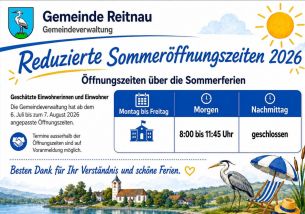 Öffnungszeiten über die Sommerferien