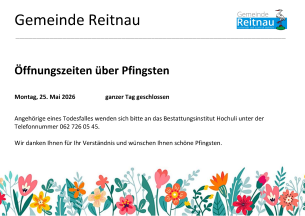 Öffnungszeiten Pfingsten